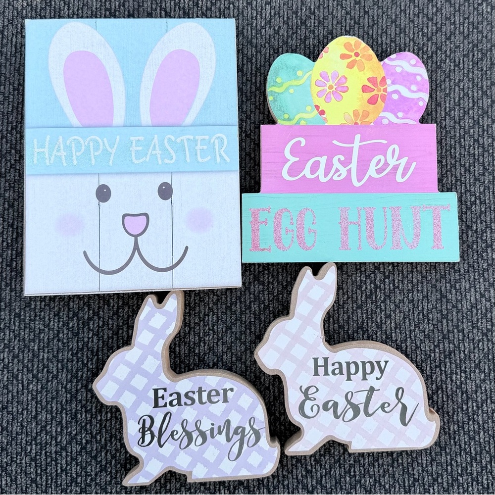 BUNDLE Of 4- Easter Bunny and Egg Hunt Sign Set